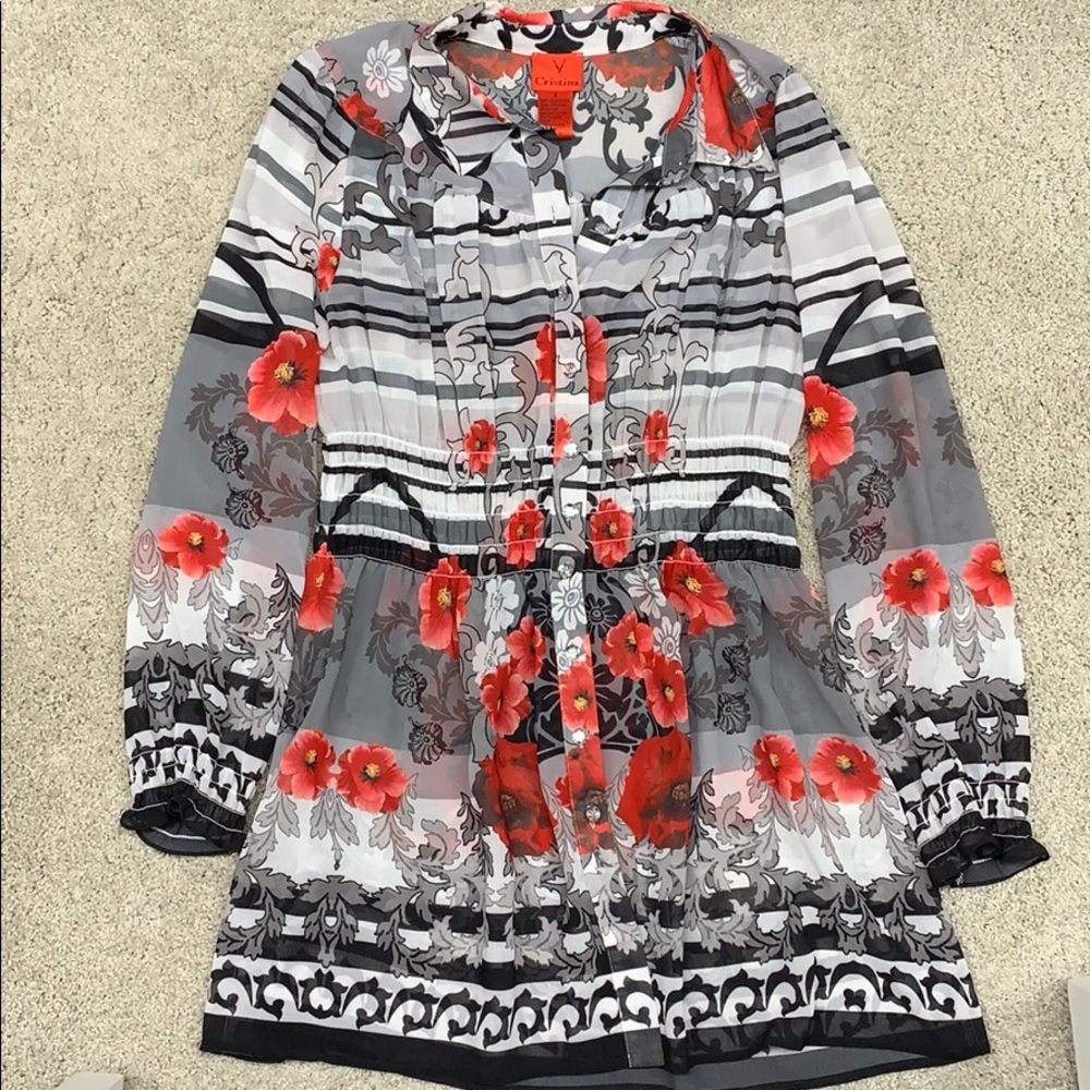 Cristina long button up shirt.  Size M.